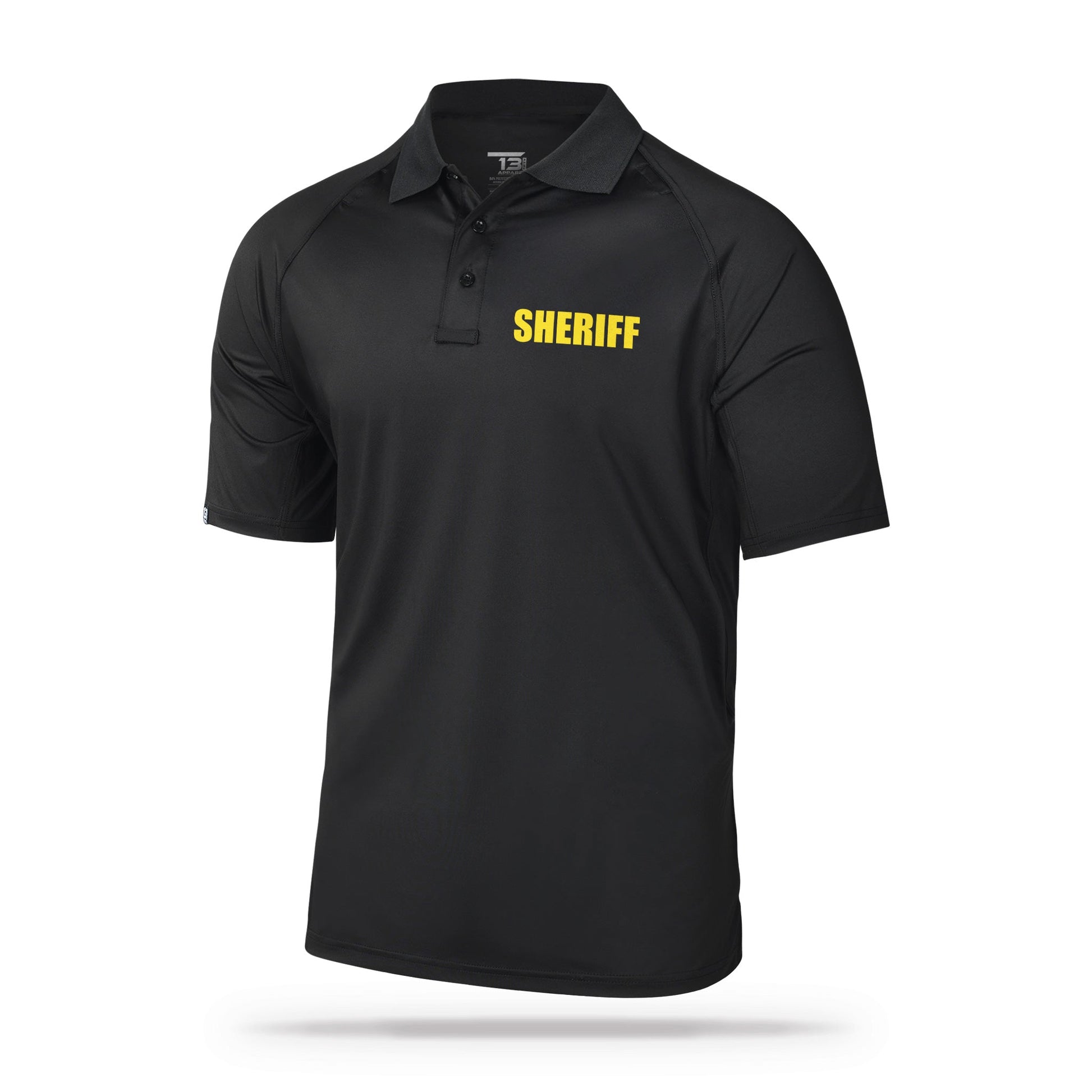 [SHERIFF] Men's Performance Polo [BLK/GLD]-13 Fifty Apparel