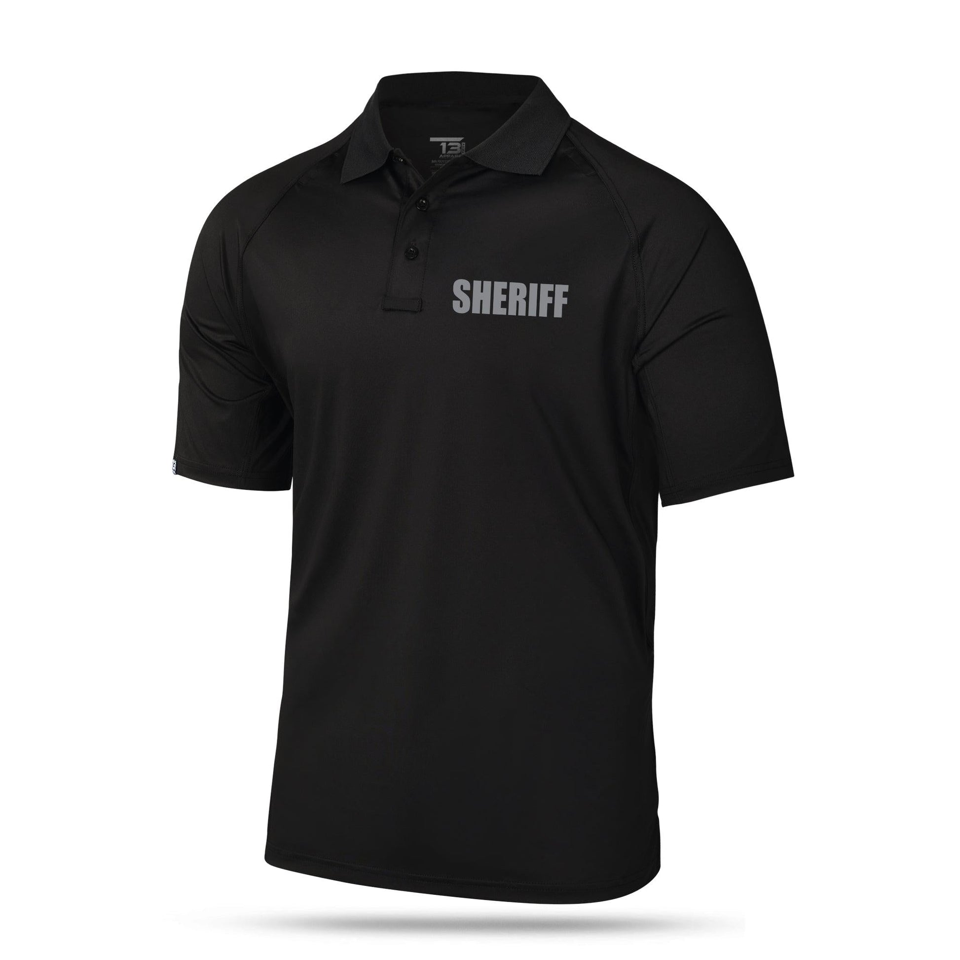 [SHERIFF] Men's Performance Polo [BLK/GRY]-13 Fifty Apparel