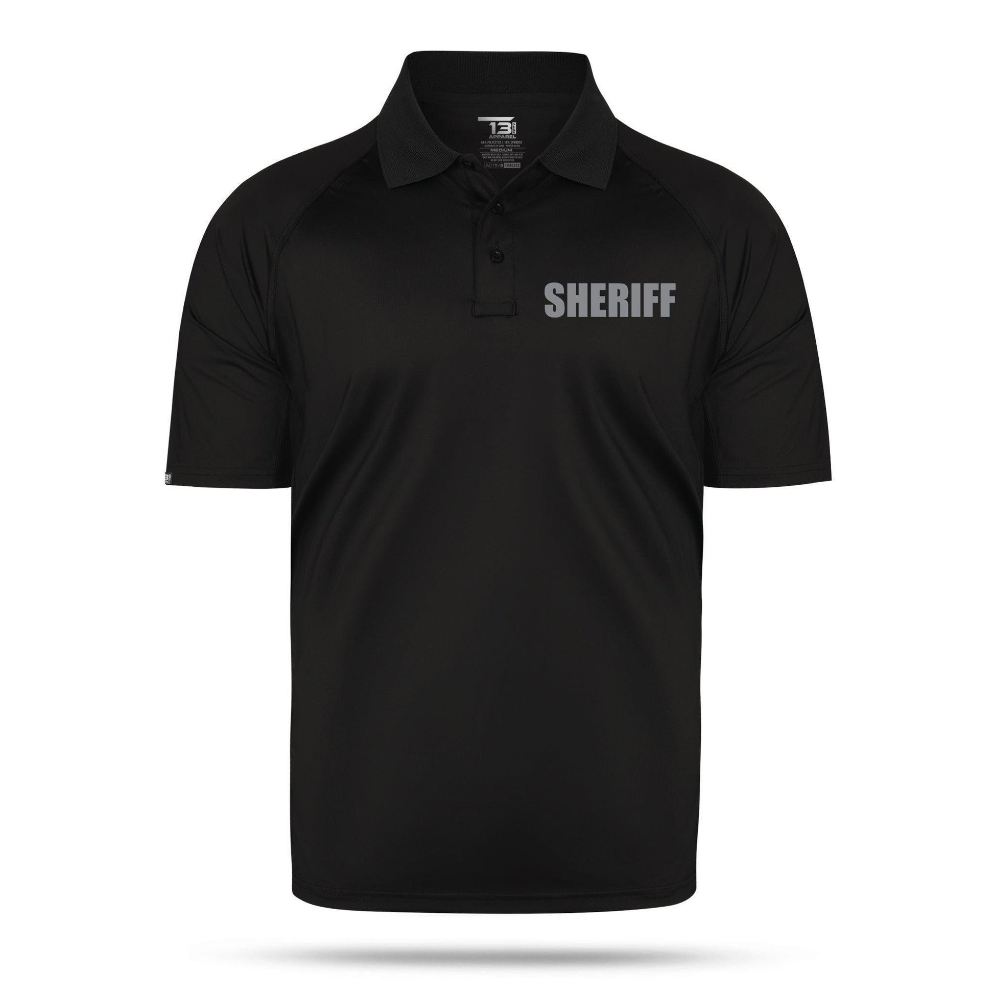 [SHERIFF] Men's Performance Polo [BLK/GRY]-13 Fifty Apparel