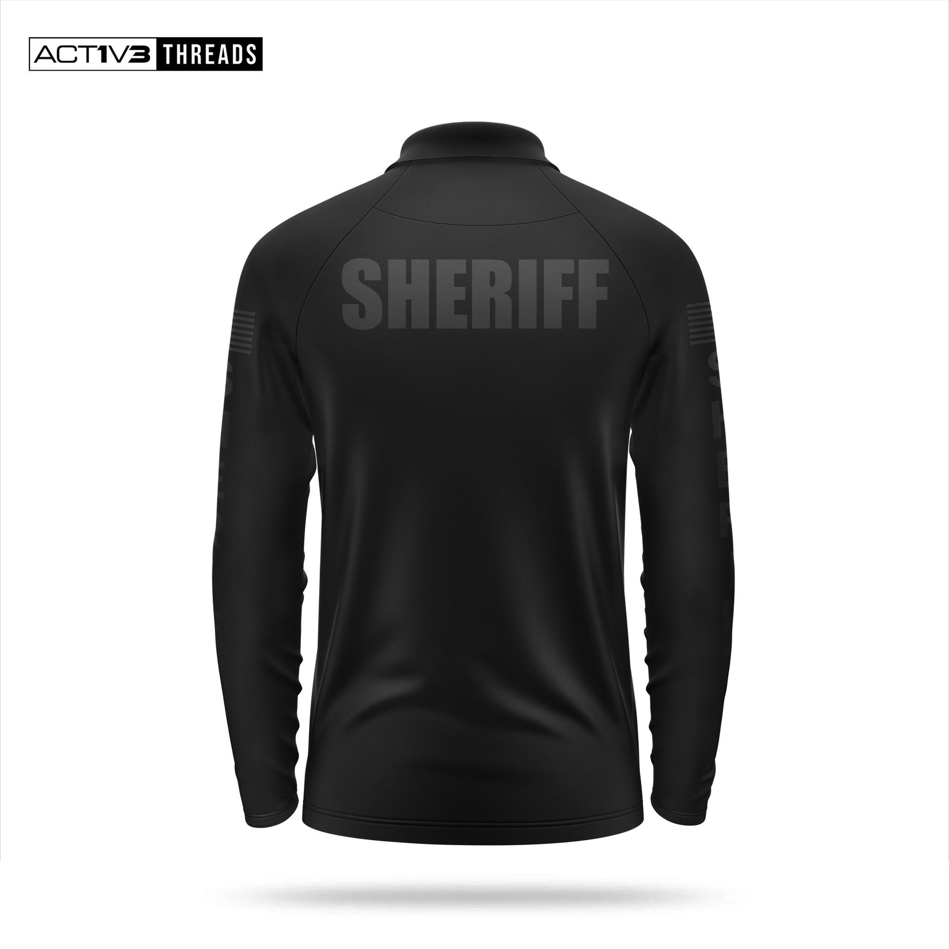 [SHERIFF] Men's Performance Polo Long Sleeve [BLK/BLK]-13 Fifty Apparel