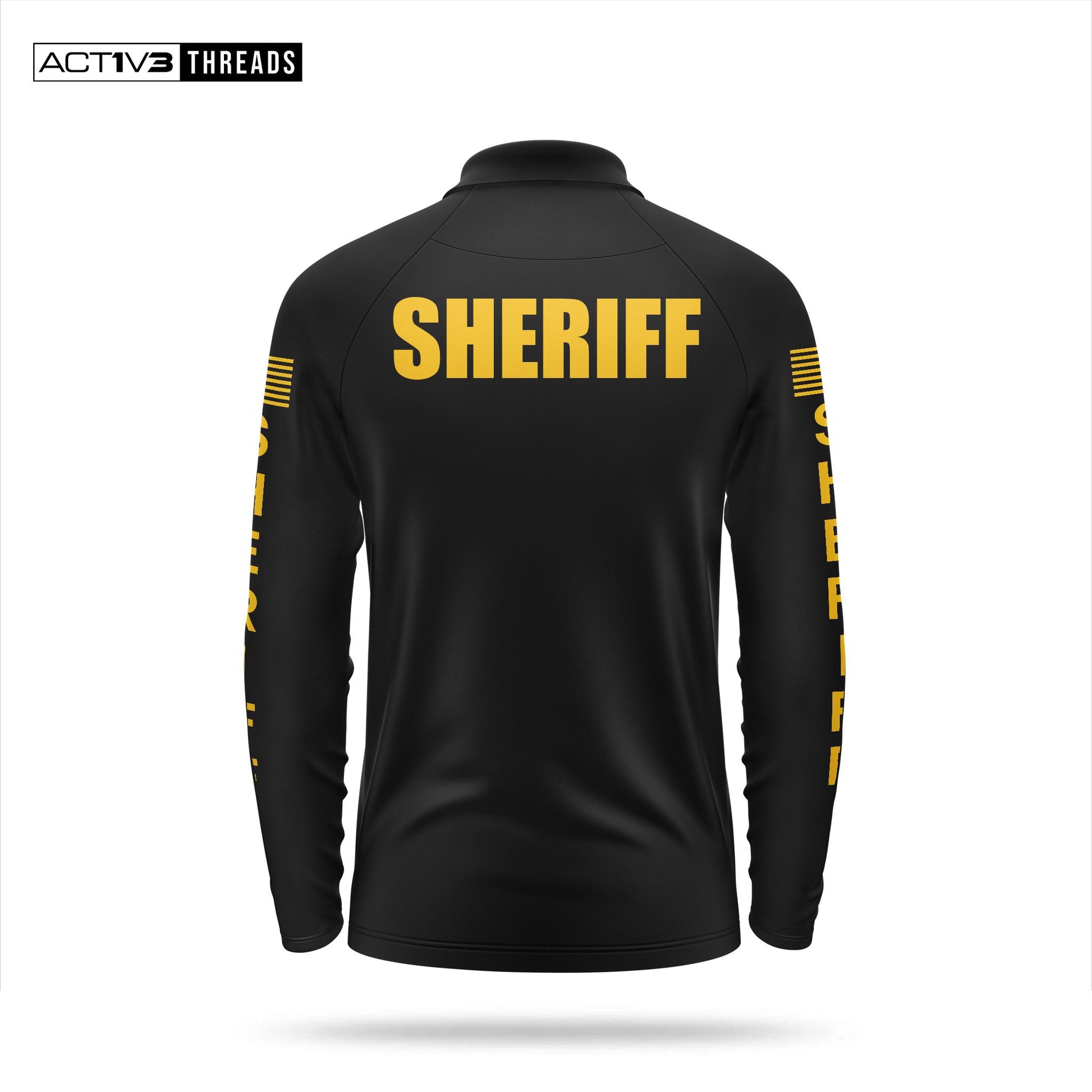 [SHERIFF] Men's Performance Polo Long Sleeve [BLK/GLD]-13 Fifty Apparel