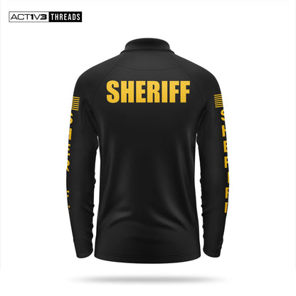 [SHERIFF] Men's Performance Polo Long Sleeve [BLK/GLD]-13 Fifty Apparel