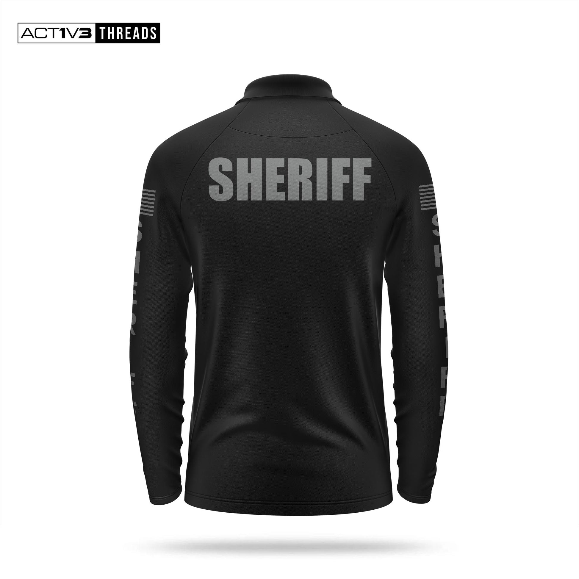 [SHERIFF] Men's Performance Polo Long Sleeve [BLK/GRY]-13 Fifty Apparel