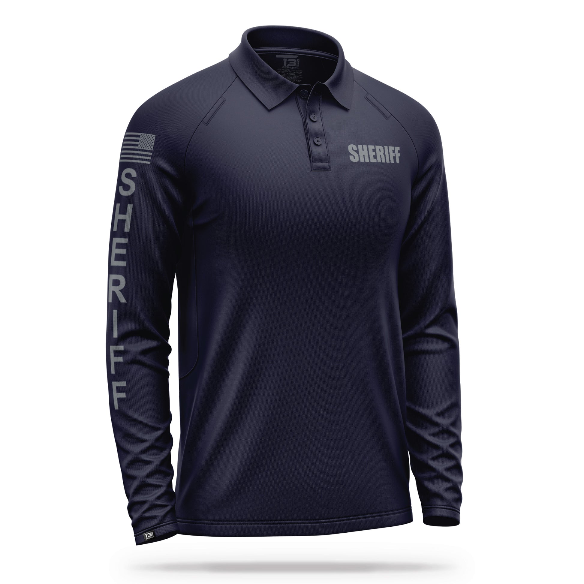 [SHERIFF] Men's Performance Polo Long Sleeve [NVY/GRY] 13 Fifty Apparel 