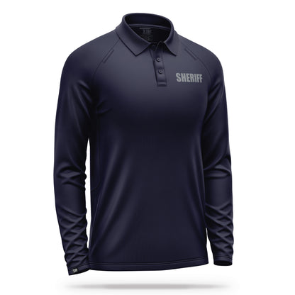 [SHERIFF] Men's Performance Polo Long Sleeve [NVY/GRY]-13 Fifty Apparel