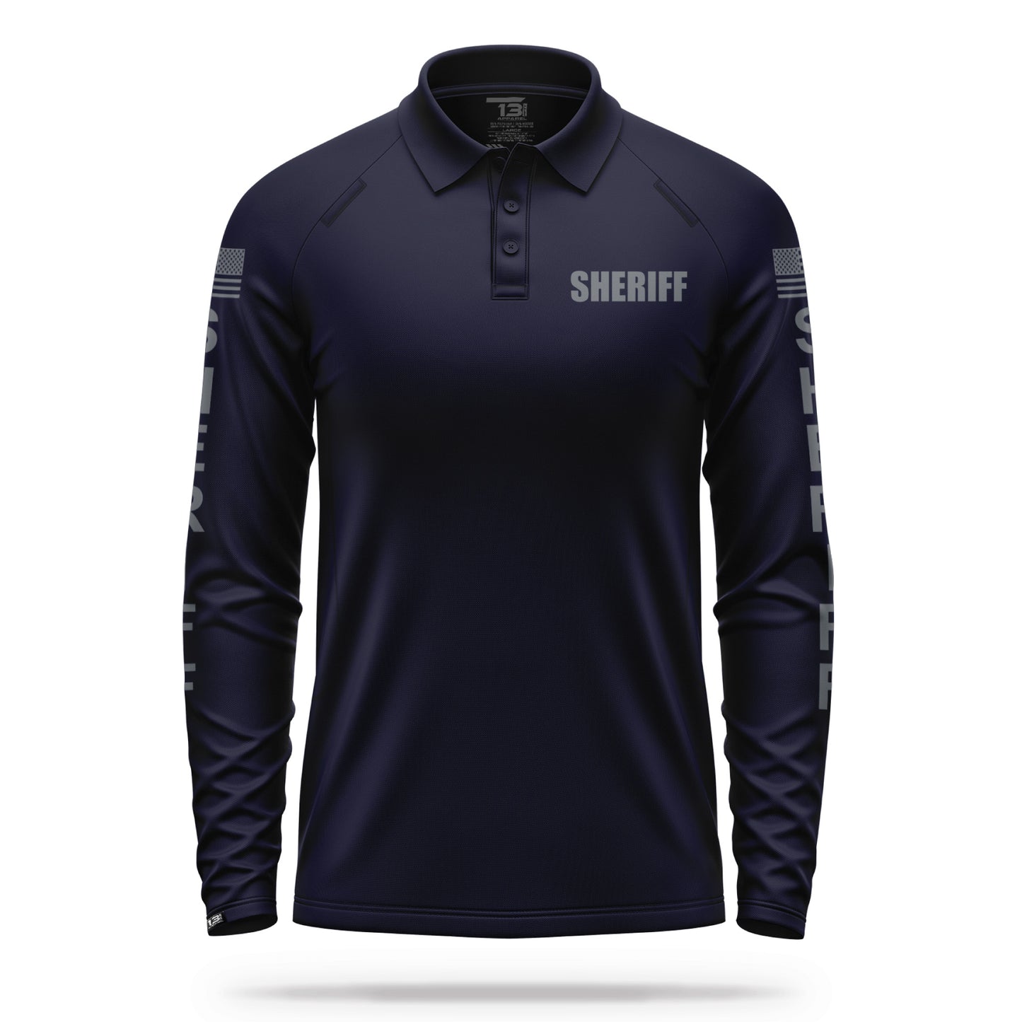 [SHERIFF] Men's Performance Polo Long Sleeve [NVY/GRY] 13 Fifty Apparel 