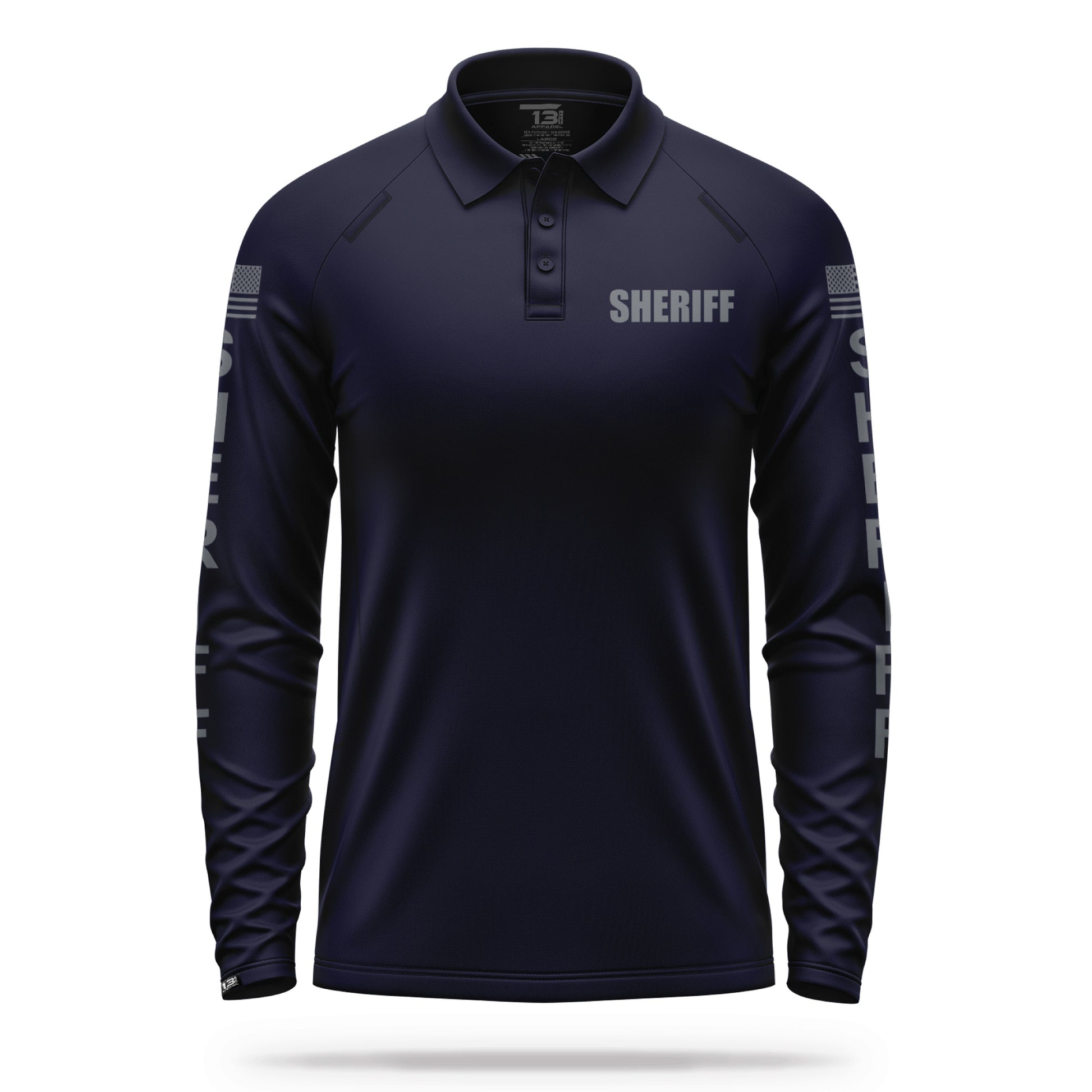 [SHERIFF] Men's Performance Polo Long Sleeve [NVY/GRY] 13 Fifty Apparel 