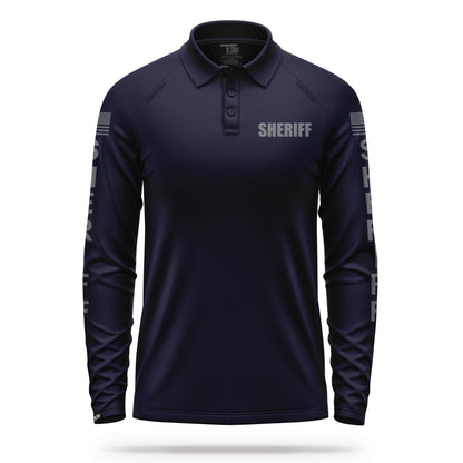 [SHERIFF] Men's Performance Polo Long Sleeve [NVY/GRY] 13 Fifty Apparel 