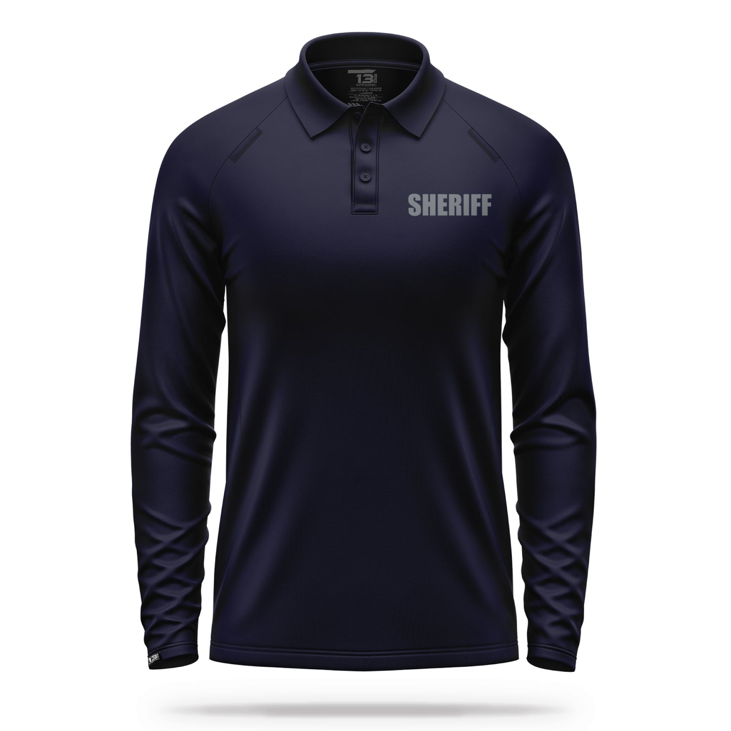 [SHERIFF] Men's Performance Polo Long Sleeve [NVY/GRY]-13 Fifty Apparel