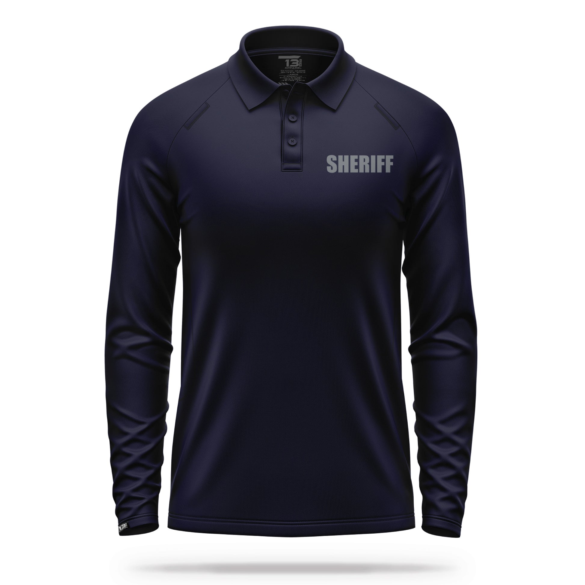 [SHERIFF] Men's Performance Polo Long Sleeve [NVY/GRY]-13 Fifty Apparel