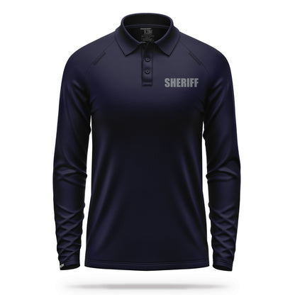 [SHERIFF] Men's Performance Polo Long Sleeve [NVY/GRY]-13 Fifty Apparel