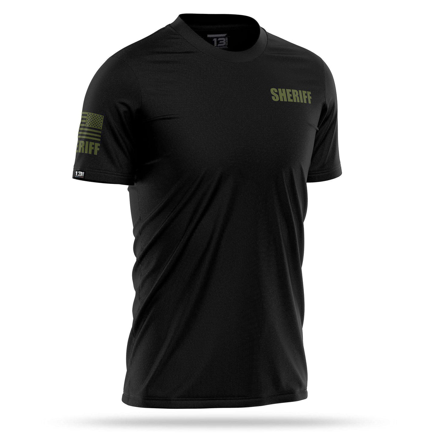 [SHERIFF] Men's Performance Shirt [BLK/GRN]-13 Fifty Apparel