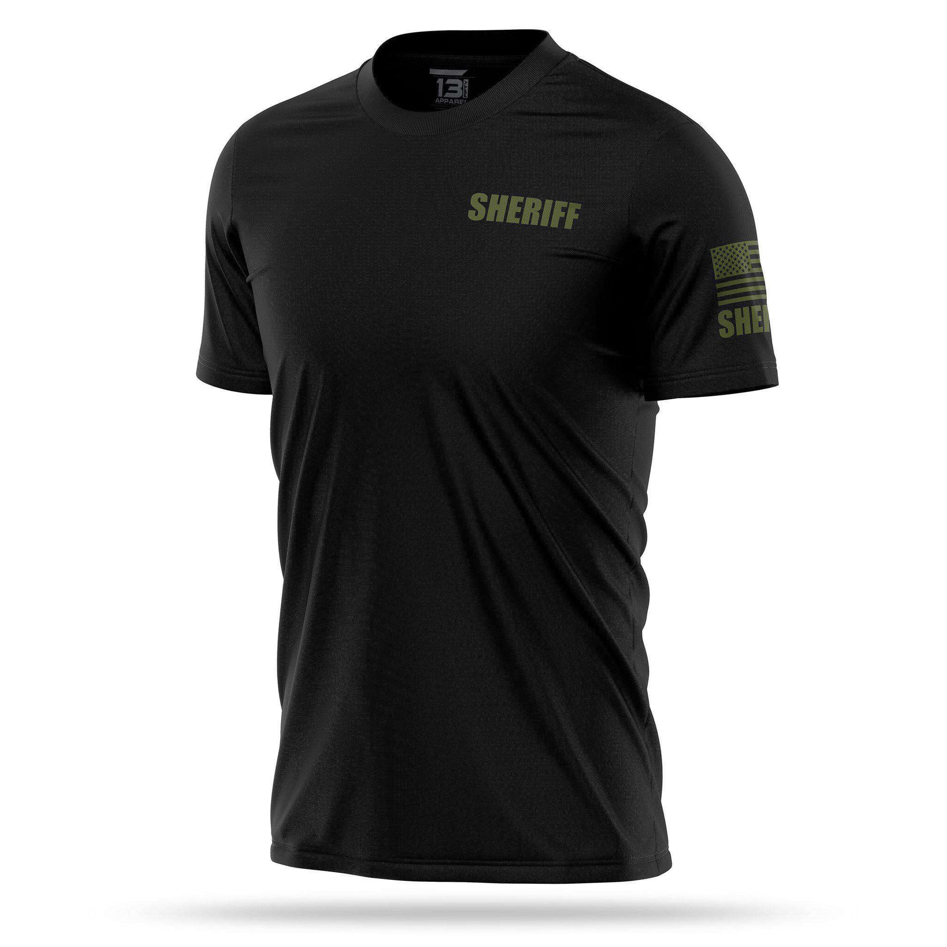 [SHERIFF] Men's Performance Shirt [BLK/GRN]-13 Fifty Apparel