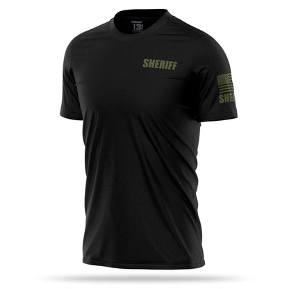 [SHERIFF] Men's Performance Shirt [BLK/GRN]-13 Fifty Apparel