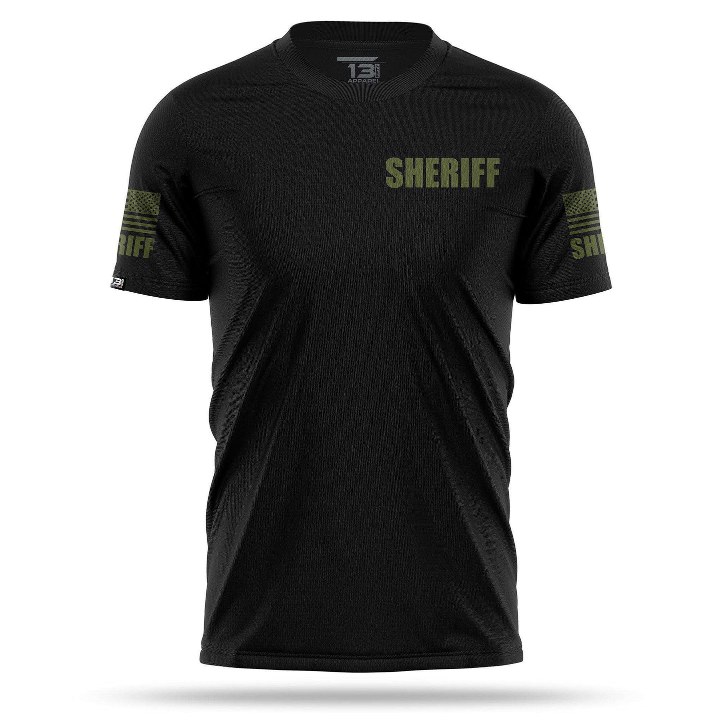 [SHERIFF] Men's Performance Shirt [BLK/GRN]-13 Fifty Apparel