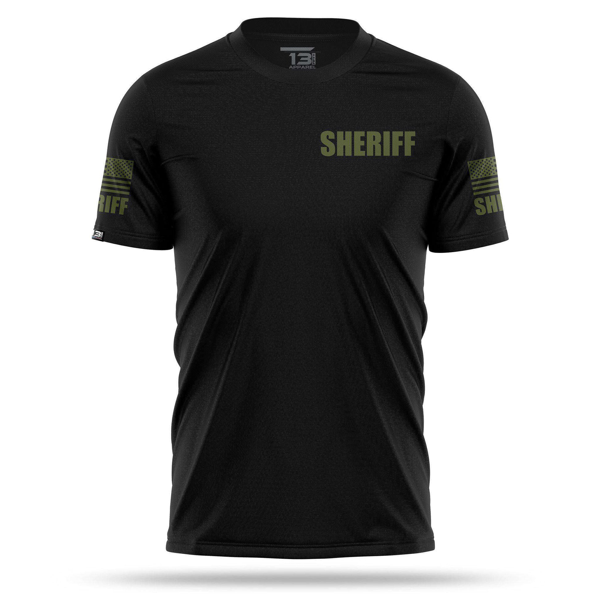 [SHERIFF] Men's Performance Shirt [BLK/GRN]-13 Fifty Apparel