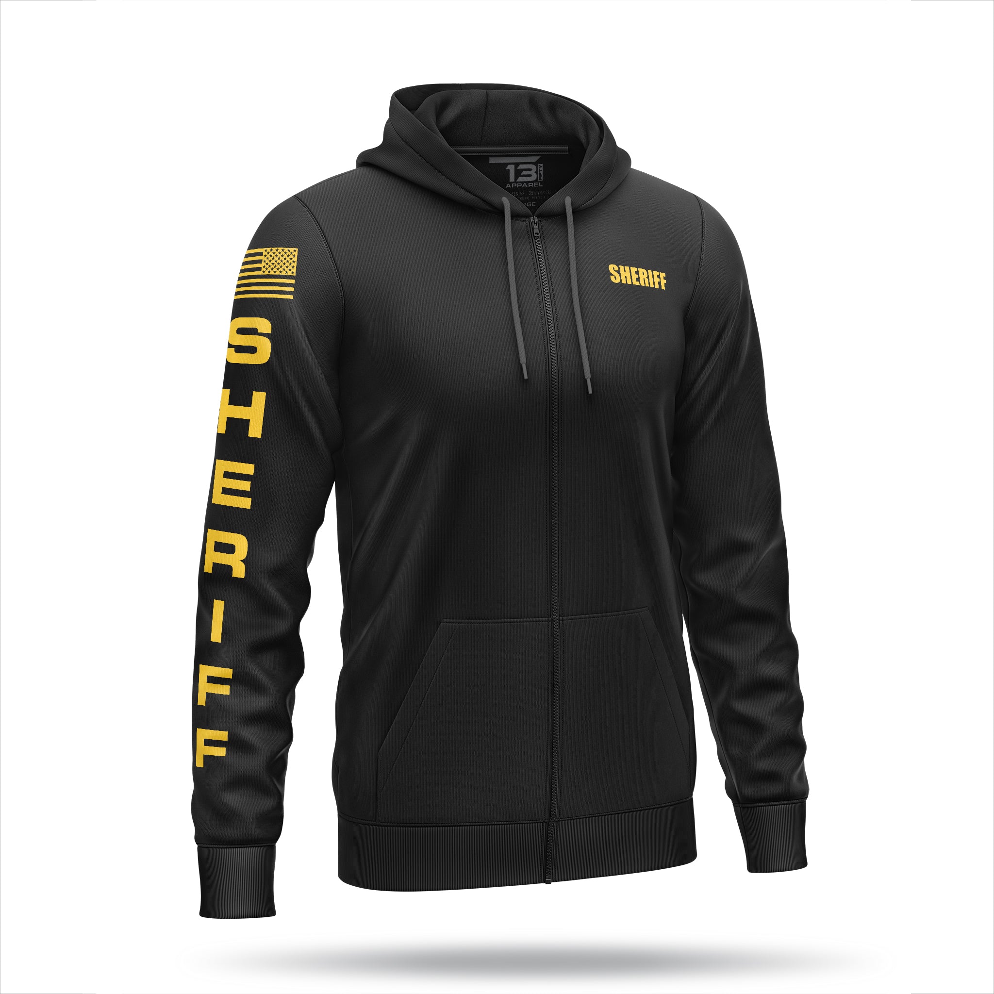 SHERIFF] Performance Full-Zip Hoodie [BLK/GLD] | 13 Fifty Apparel