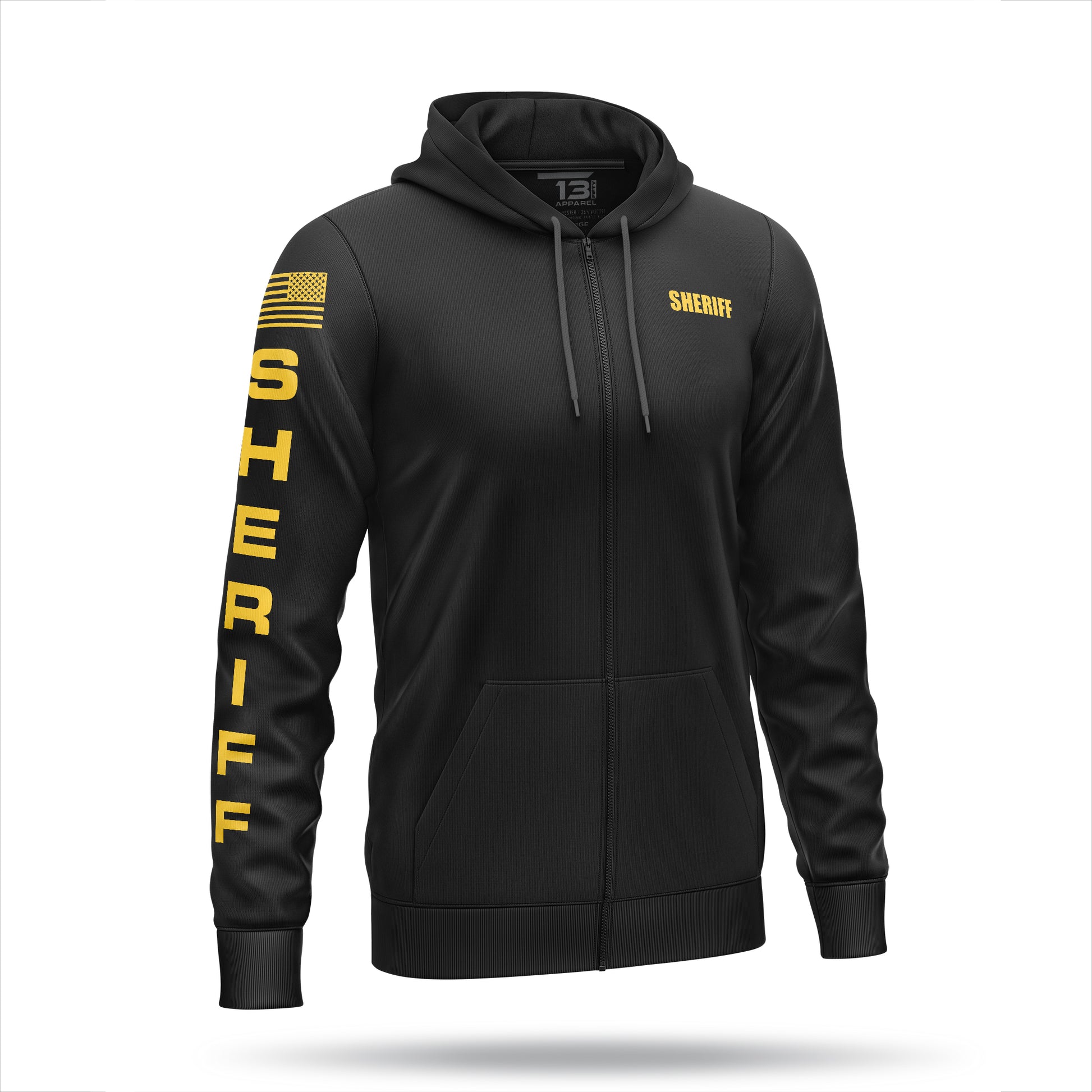 [SHERIFF] Performance Full-Zip Hoodie [BLK/GLD]-13 Fifty Apparel