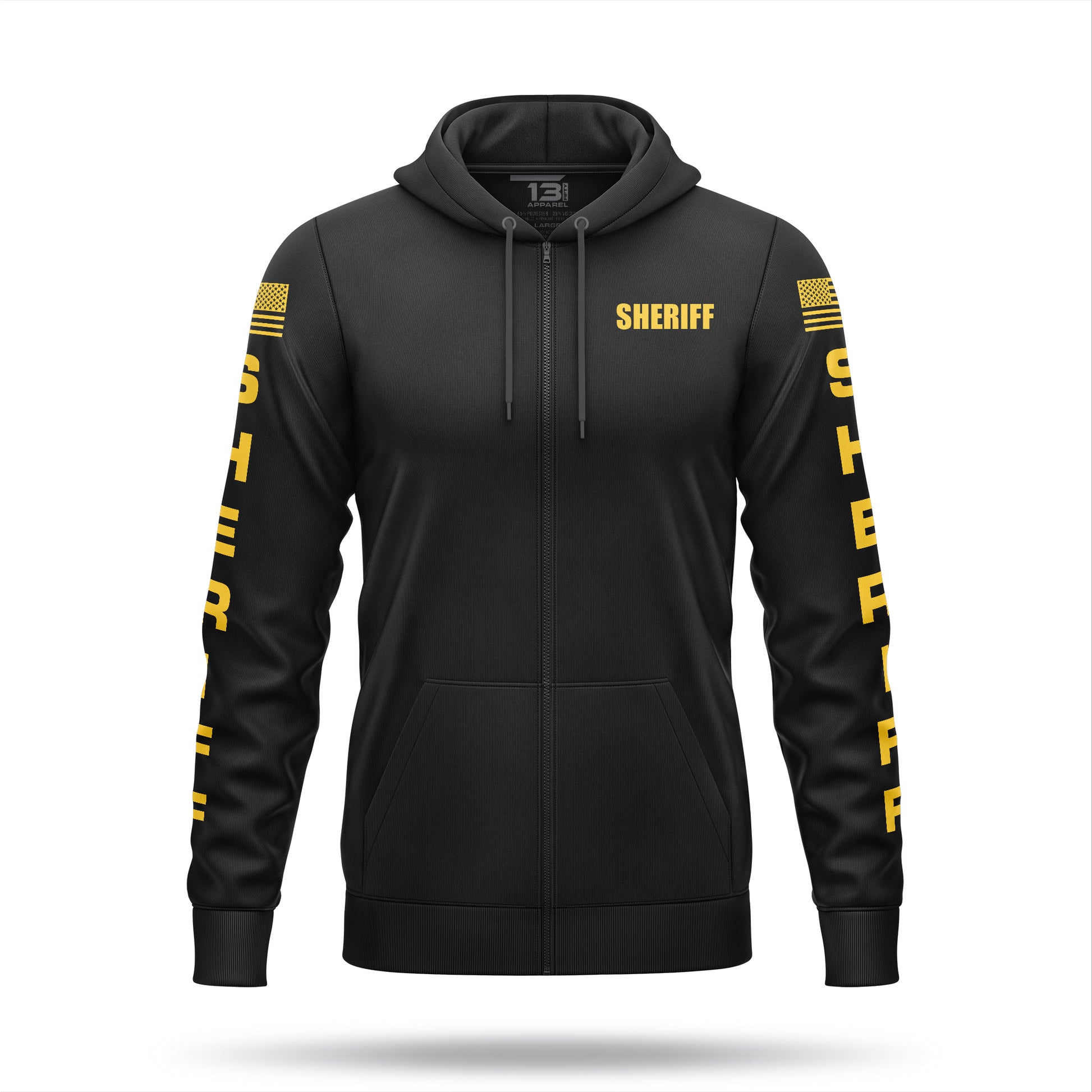 [SHERIFF] Performance Full-Zip Hoodie [BLK/GLD]-13 Fifty Apparel