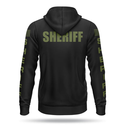 [SHERIFF] Performance Full-Zip Hoodie [BLK/GRN]﻿﻿-13 Fifty Apparel