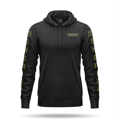 [SHERIFF] Performance Full-Zip Hoodie [BLK/GRN]﻿﻿-13 Fifty Apparel
