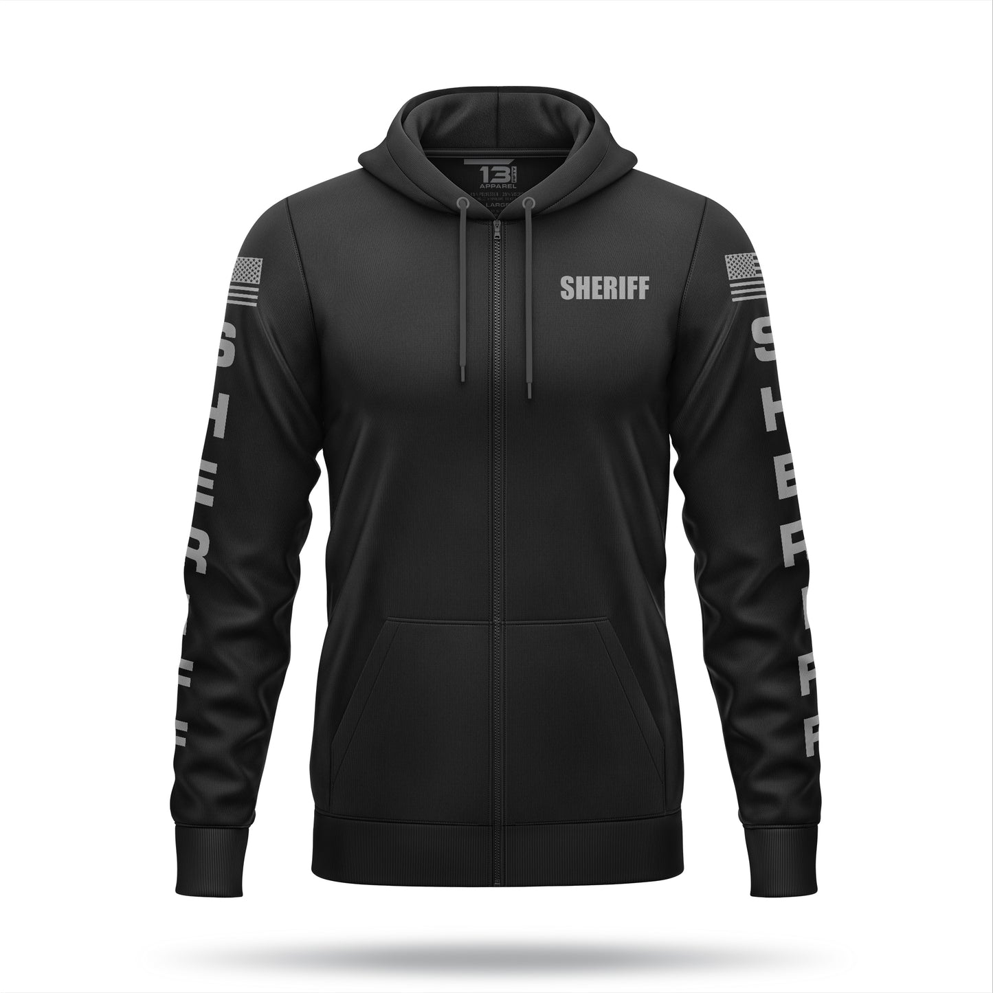 [SHERIFF] Performance Full-Zip Hoodie [BLK/GRY]-13 Fifty Apparel
