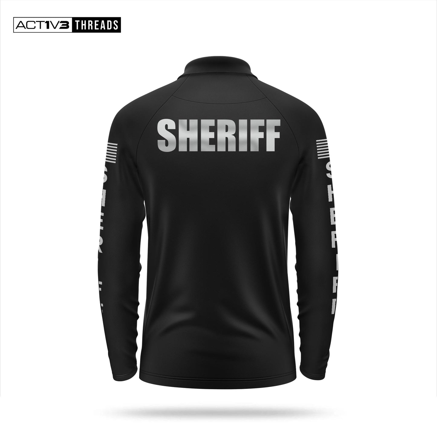 [SHERIFF] Reflective Men's Performance Polo Long Sleeve [BLK/REF]-13 Fifty Apparel