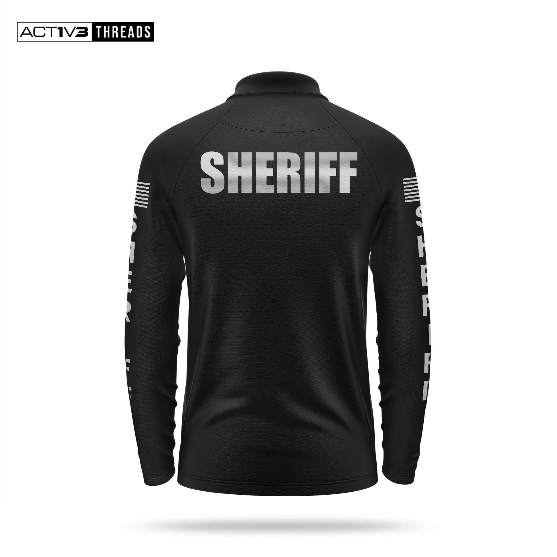 [SHERIFF] Reflective Men's Performance Polo Long Sleeve [BLK/REF]-13 Fifty Apparel