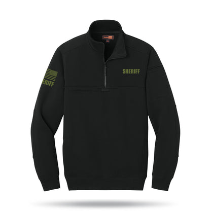 [SHERIFF] Tough Fleece Quarter Zip [BLK/GRN]-13 Fifty Apparel
