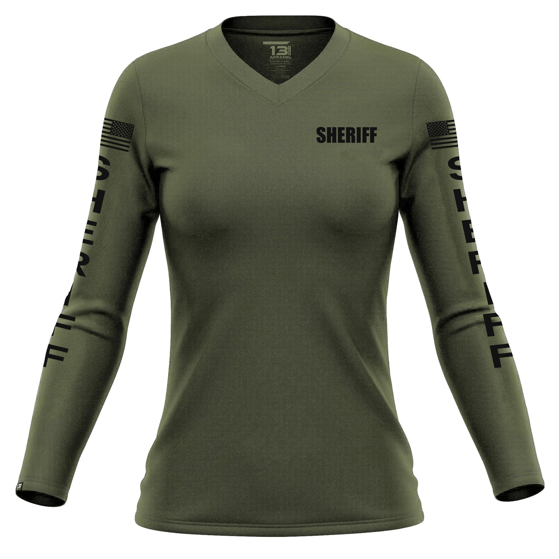 [SHERIFF] Women's Performance Long Sleeve [GRN/BLK]-13 Fifty Apparel