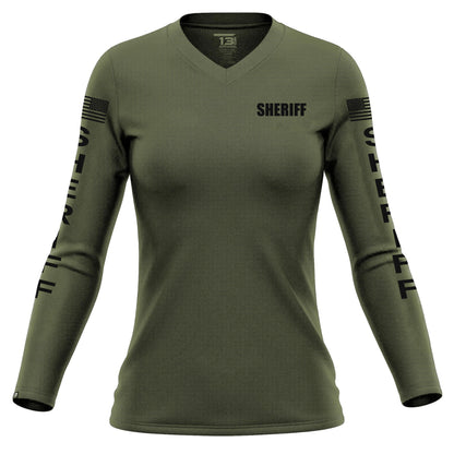 [SHERIFF] Women's Performance Long Sleeve [GRN/BLK]-13 Fifty Apparel