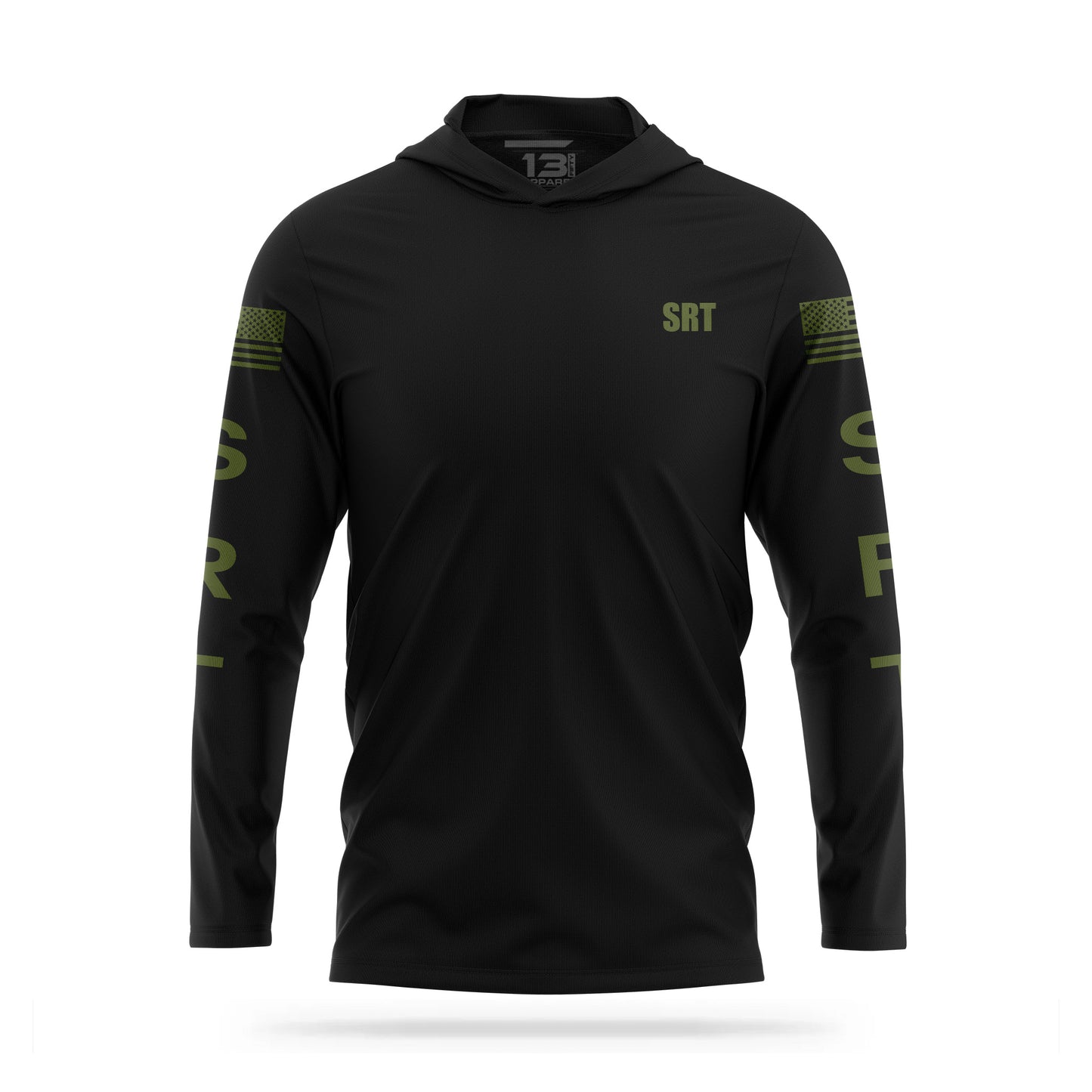 [SRT] Men's Hooded Long Sleeve [BLK/GRN]-13 Fifty Apparel