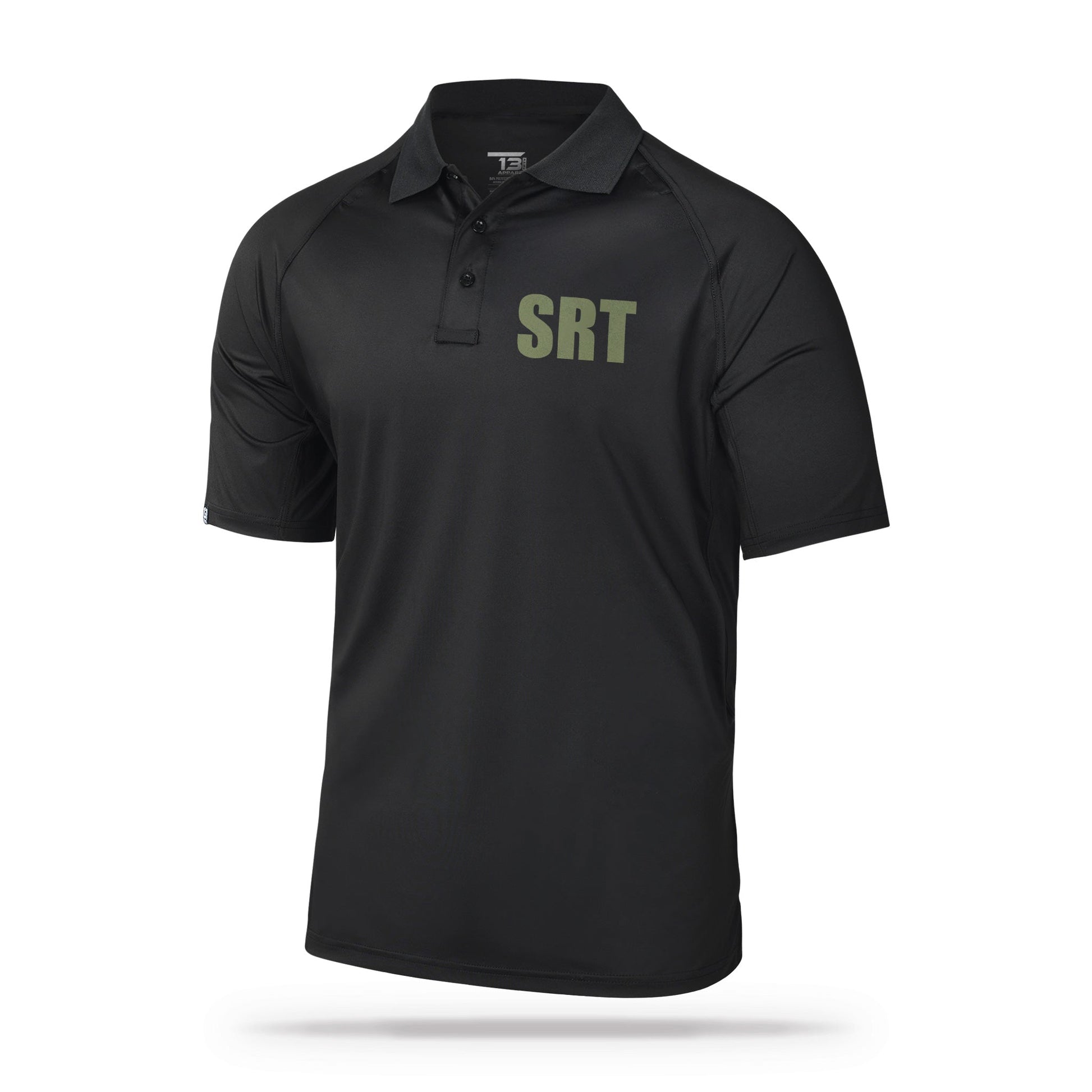 [SRT] Men's Performance Polo [BLK/GRN]-13 Fifty Apparel