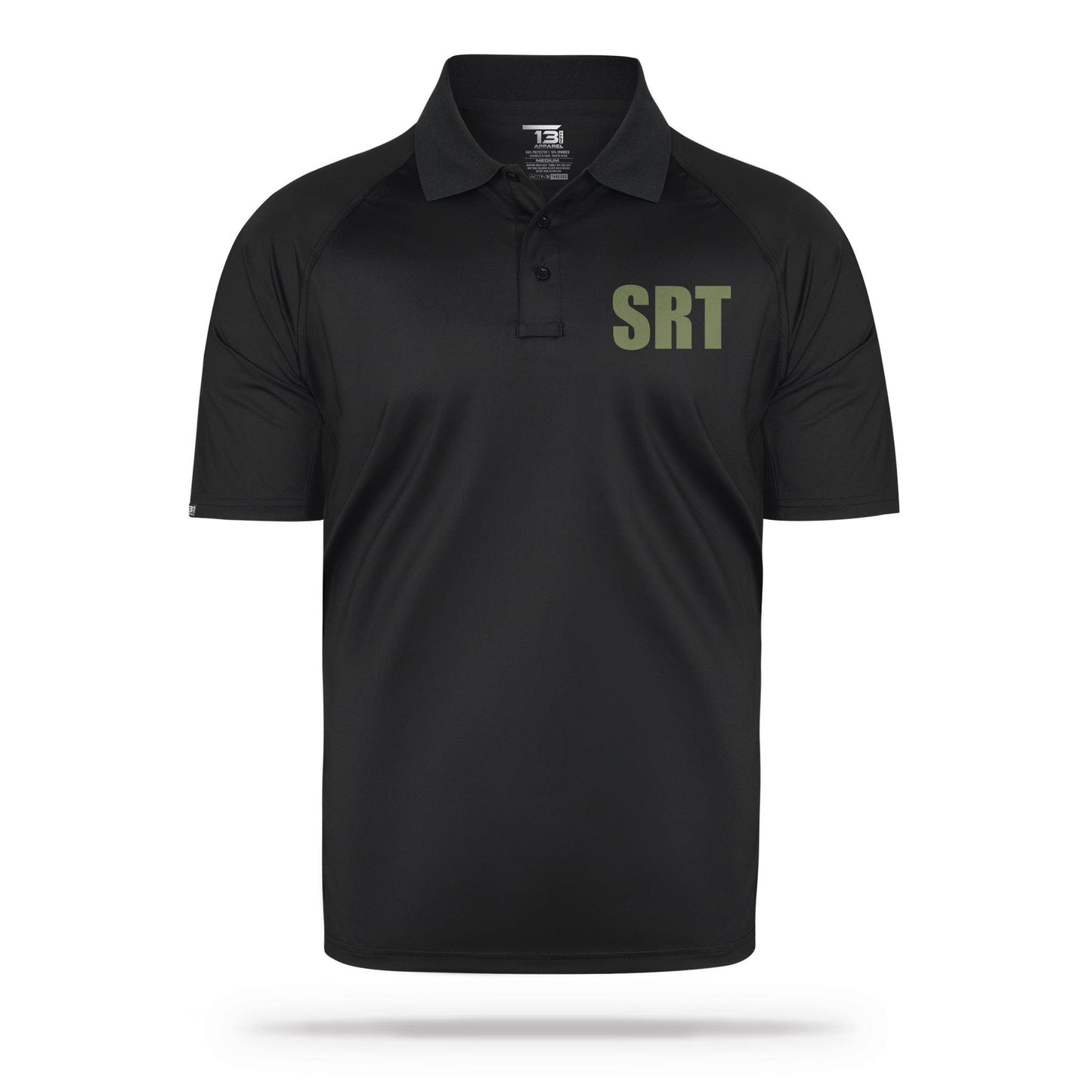 [SRT] Men's Performance Polo [BLK/GRN]-13 Fifty Apparel