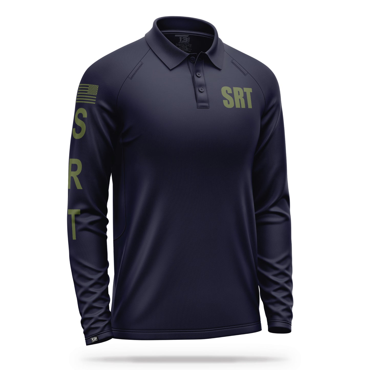 [SRT] Men's Performance Polo Long Sleeve [NVY/GRN] 13 Fifty Apparel 