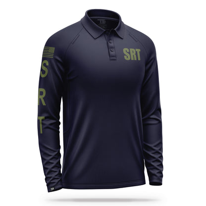 [SRT] Men's Performance Polo Long Sleeve [NVY/GRN] 13 Fifty Apparel 