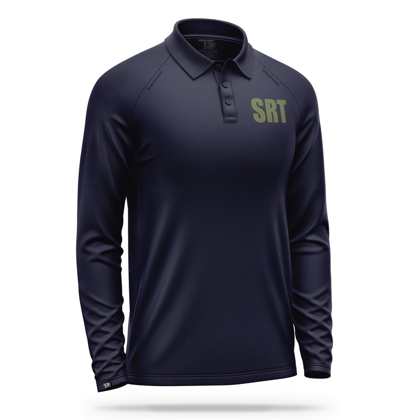 [SRT] Men's Performance Polo Long Sleeve [NVY/GRN]-13 Fifty Apparel