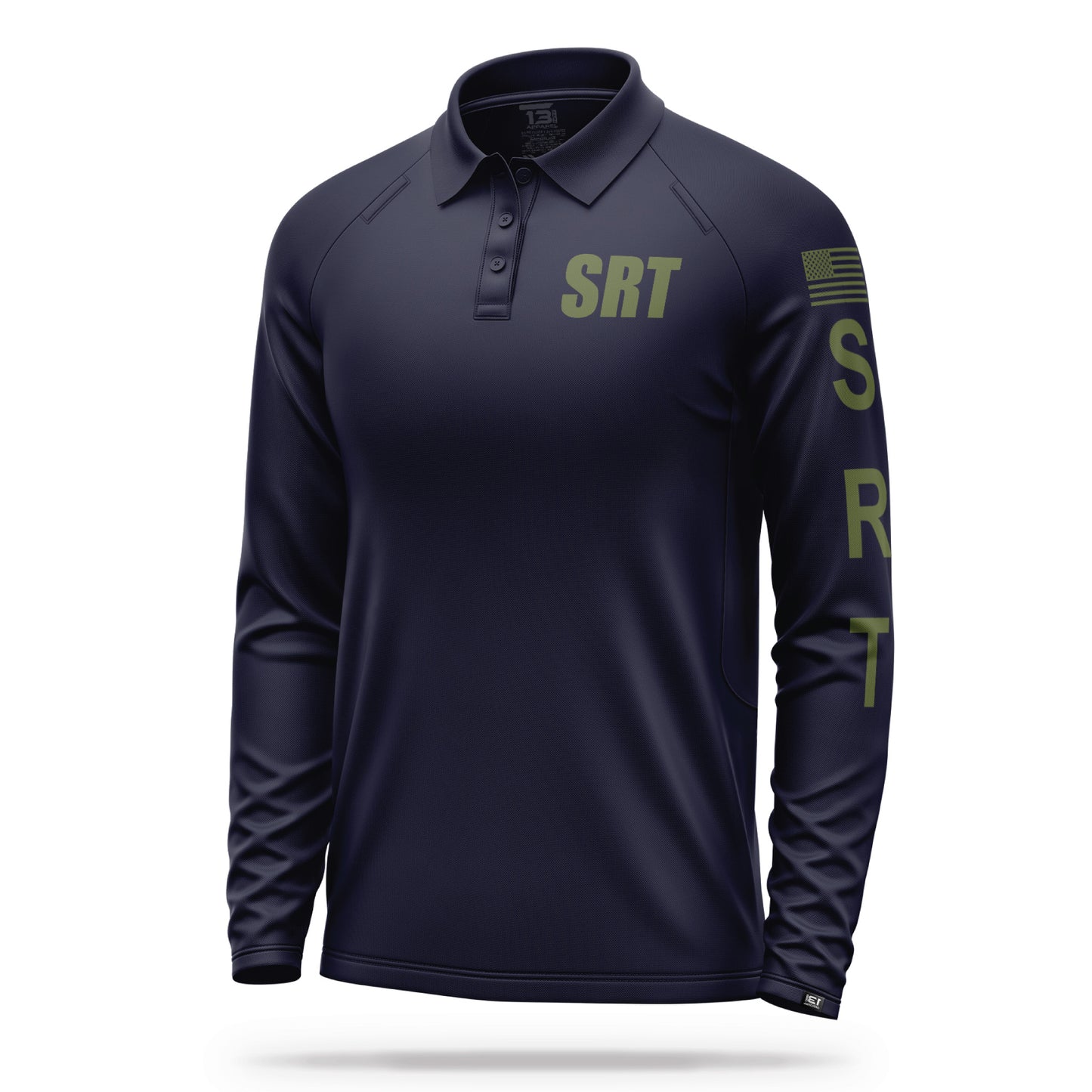 [SRT] Men's Performance Polo Long Sleeve [NVY/GRN] 13 Fifty Apparel 