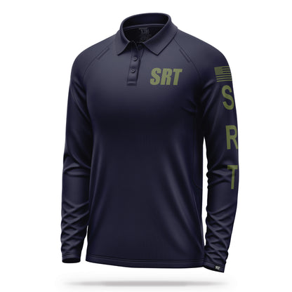 [SRT] Men's Performance Polo Long Sleeve [NVY/GRN] 13 Fifty Apparel 