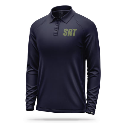 [SRT] Men's Performance Polo Long Sleeve [NVY/GRN]-13 Fifty Apparel