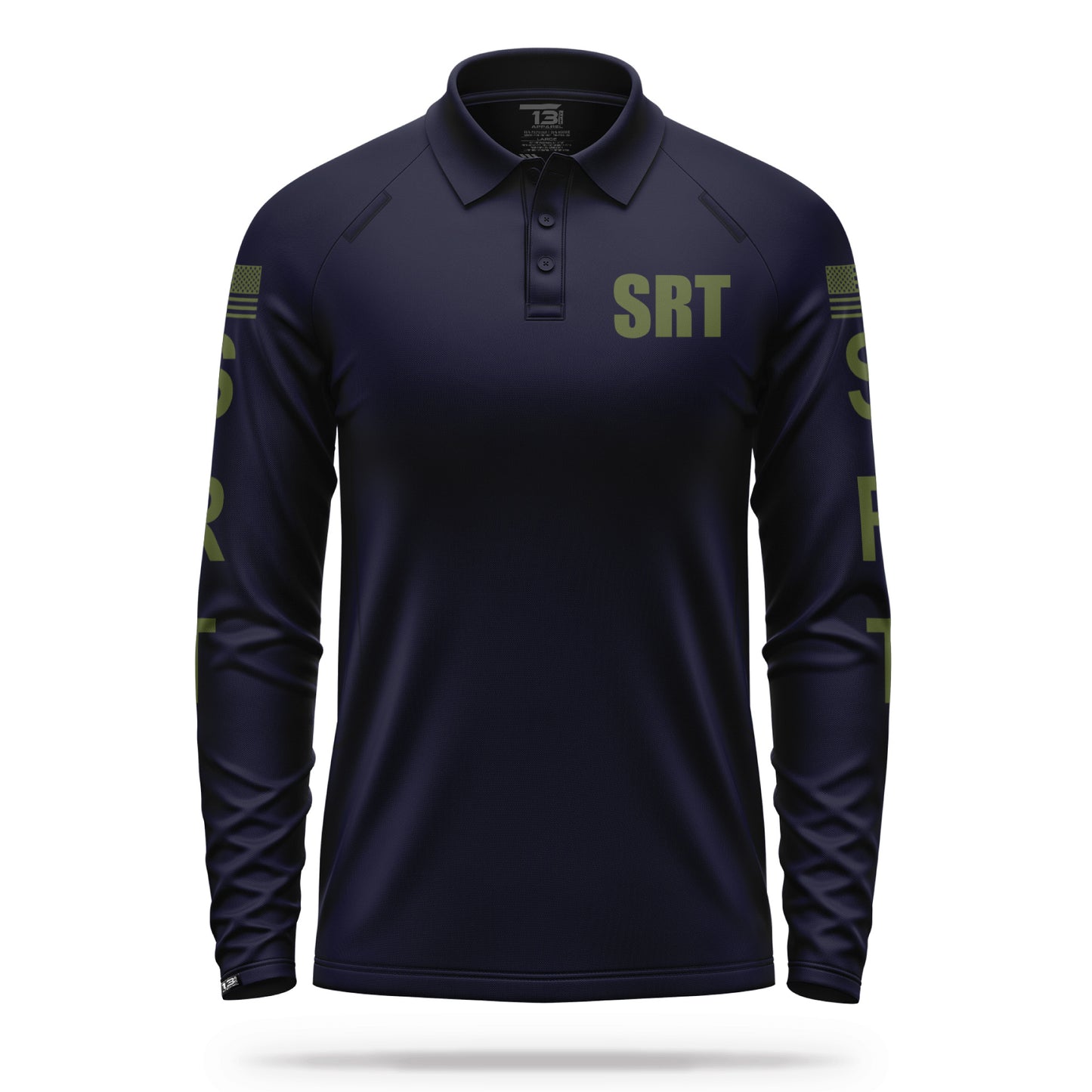 [SRT] Men's Performance Polo Long Sleeve [NVY/GRN] 13 Fifty Apparel 