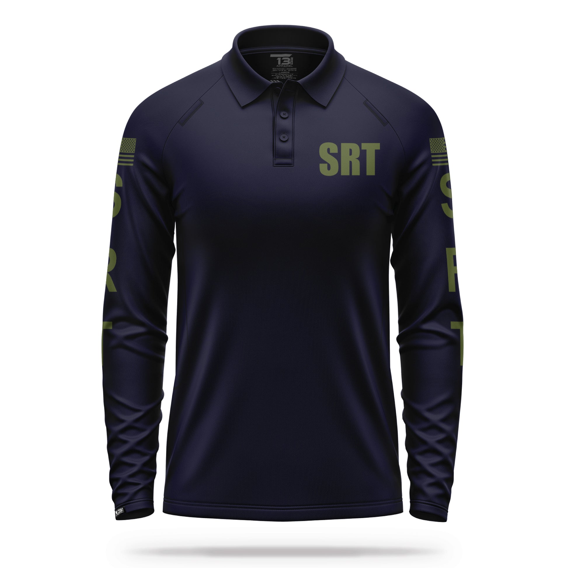 [SRT] Men's Performance Polo Long Sleeve [NVY/GRN] 13 Fifty Apparel 