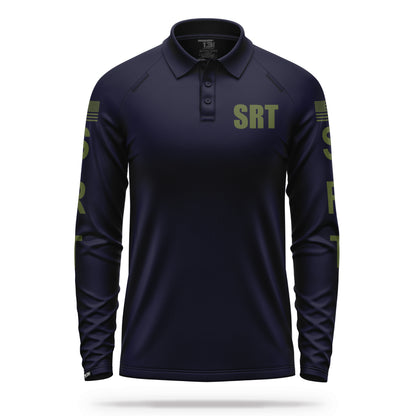 [SRT] Men's Performance Polo Long Sleeve [NVY/GRN] 13 Fifty Apparel 