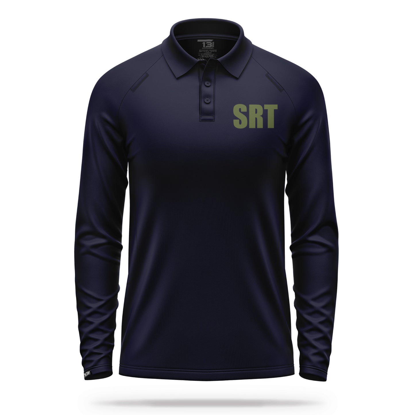 [SRT] Men's Performance Polo Long Sleeve [NVY/GRN]-13 Fifty Apparel
