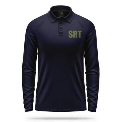 [SRT] Men's Performance Polo Long Sleeve [NVY/GRN]-13 Fifty Apparel