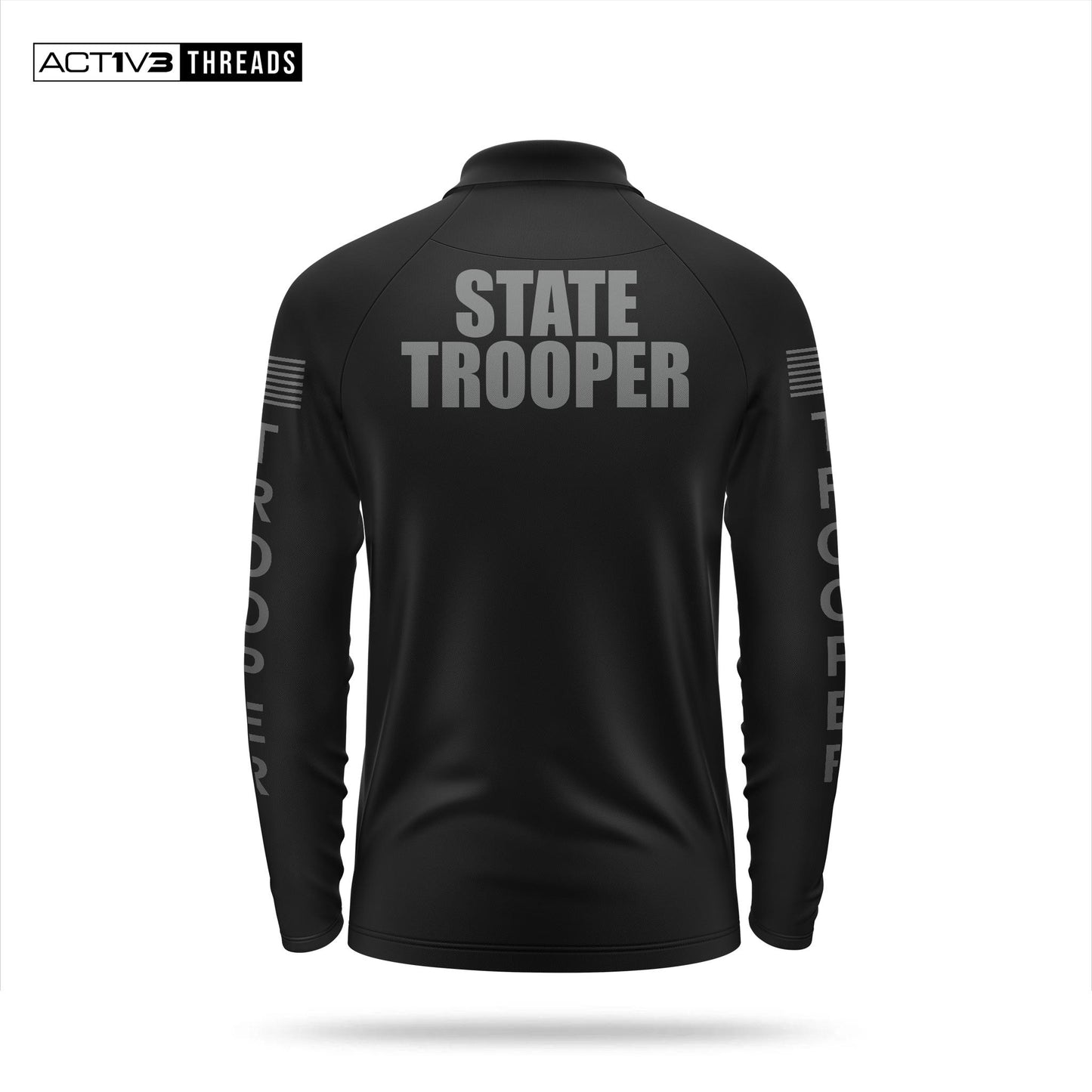 [STATE TROOPER] Men's Performance Long Sleeve Polo [BLK/GRY]-13 Fifty Apparel