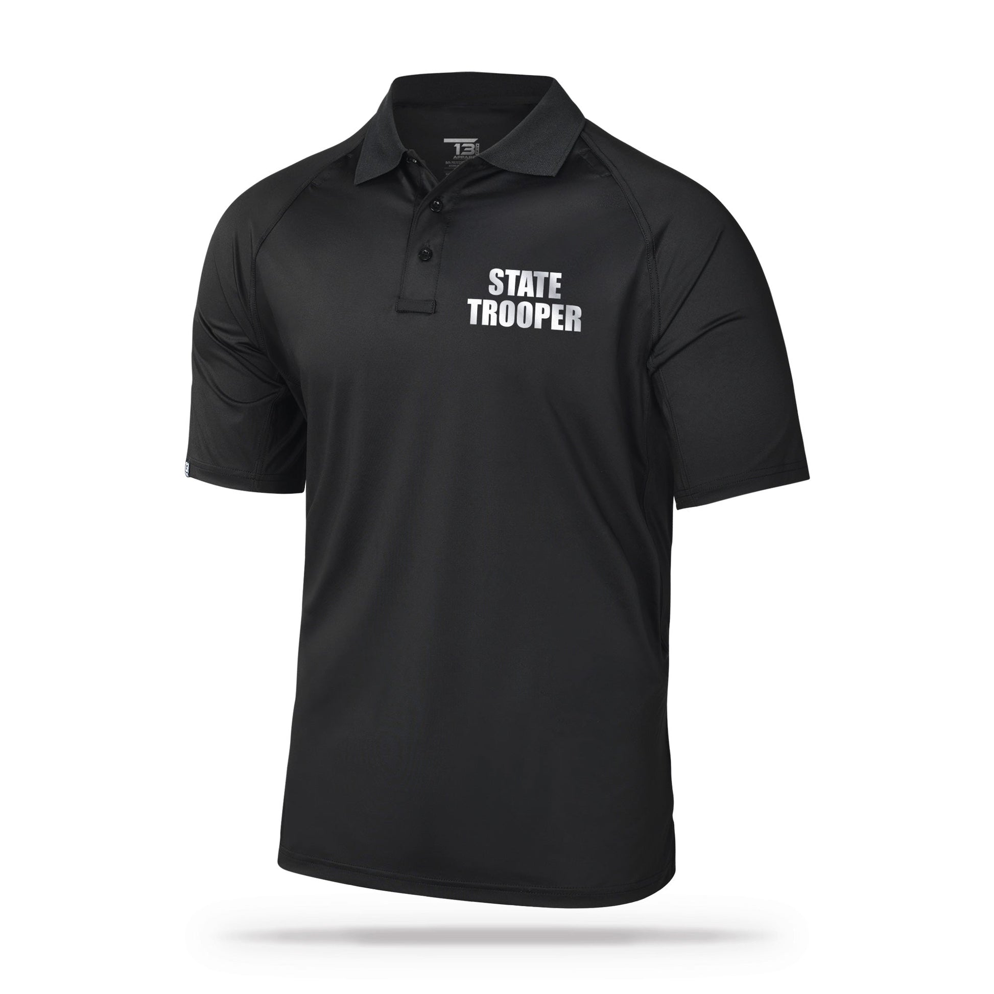 [STATE TROOPER] Reflective Men's Performance Polo [BLK/REF]-13 Fifty Apparel