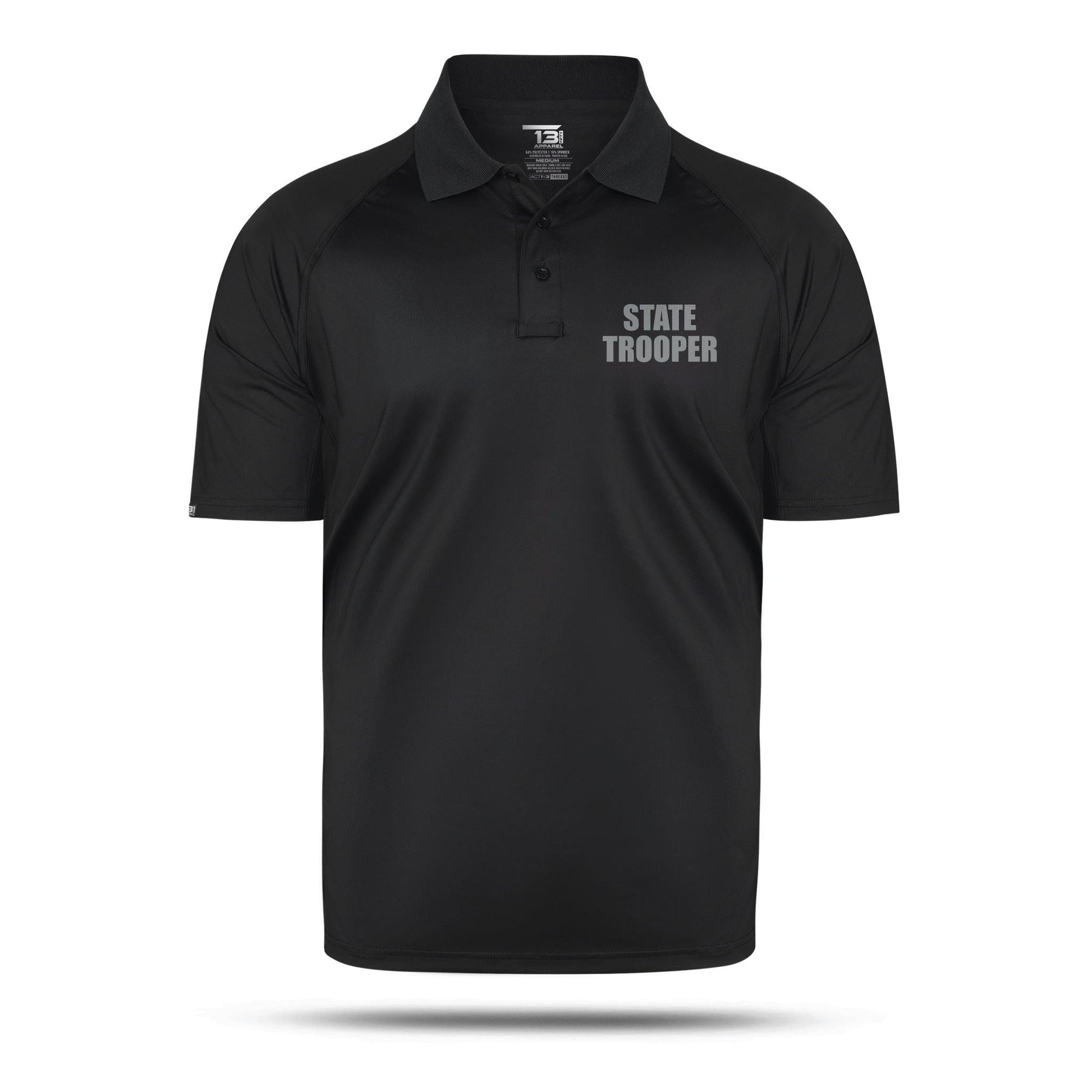 [STATE TROOPER] Reflective Men's Performance Polo [BLK/REF]-13 Fifty Apparel