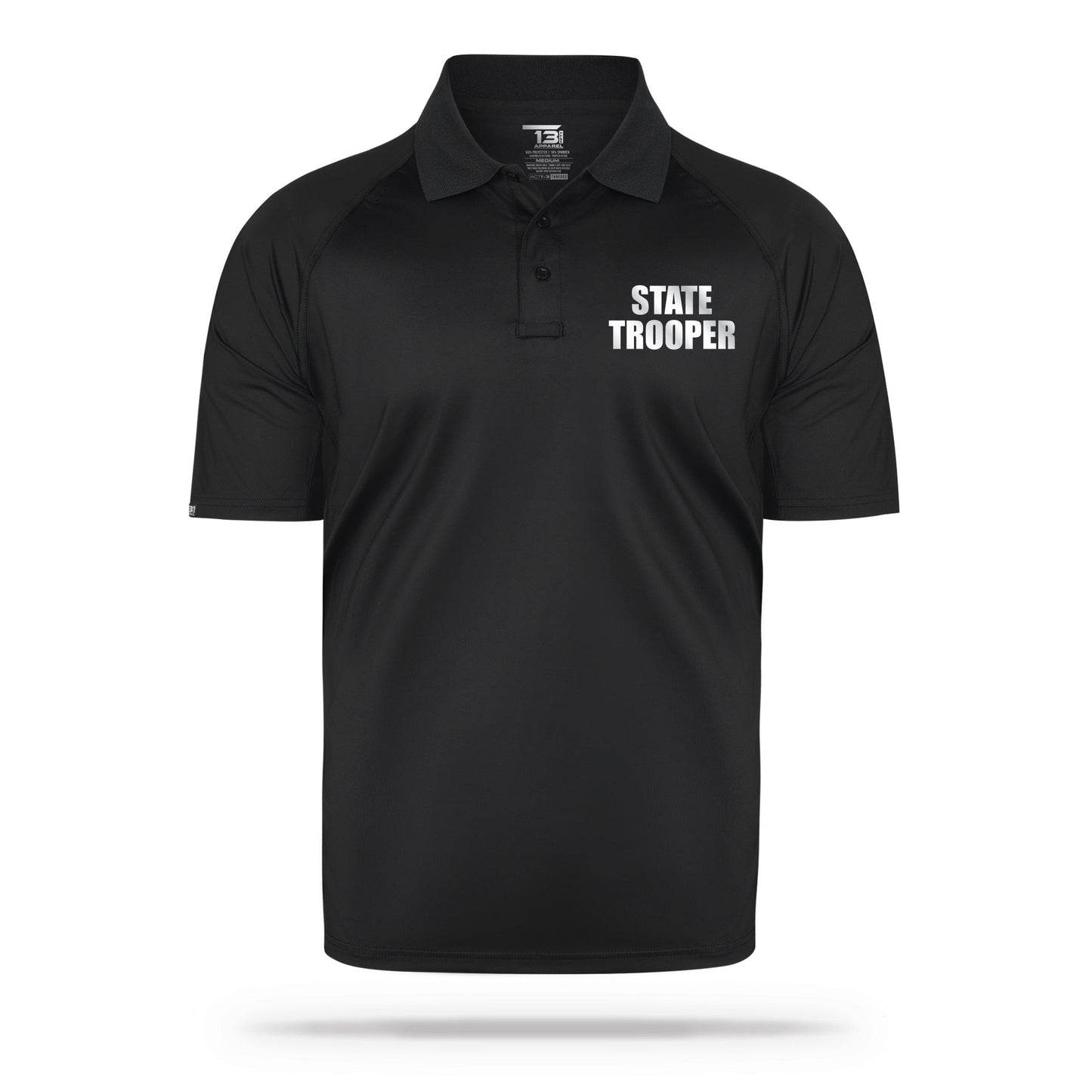 [STATE TROOPER] Reflective Men's Performance Polo [BLK/REF]-13 Fifty Apparel