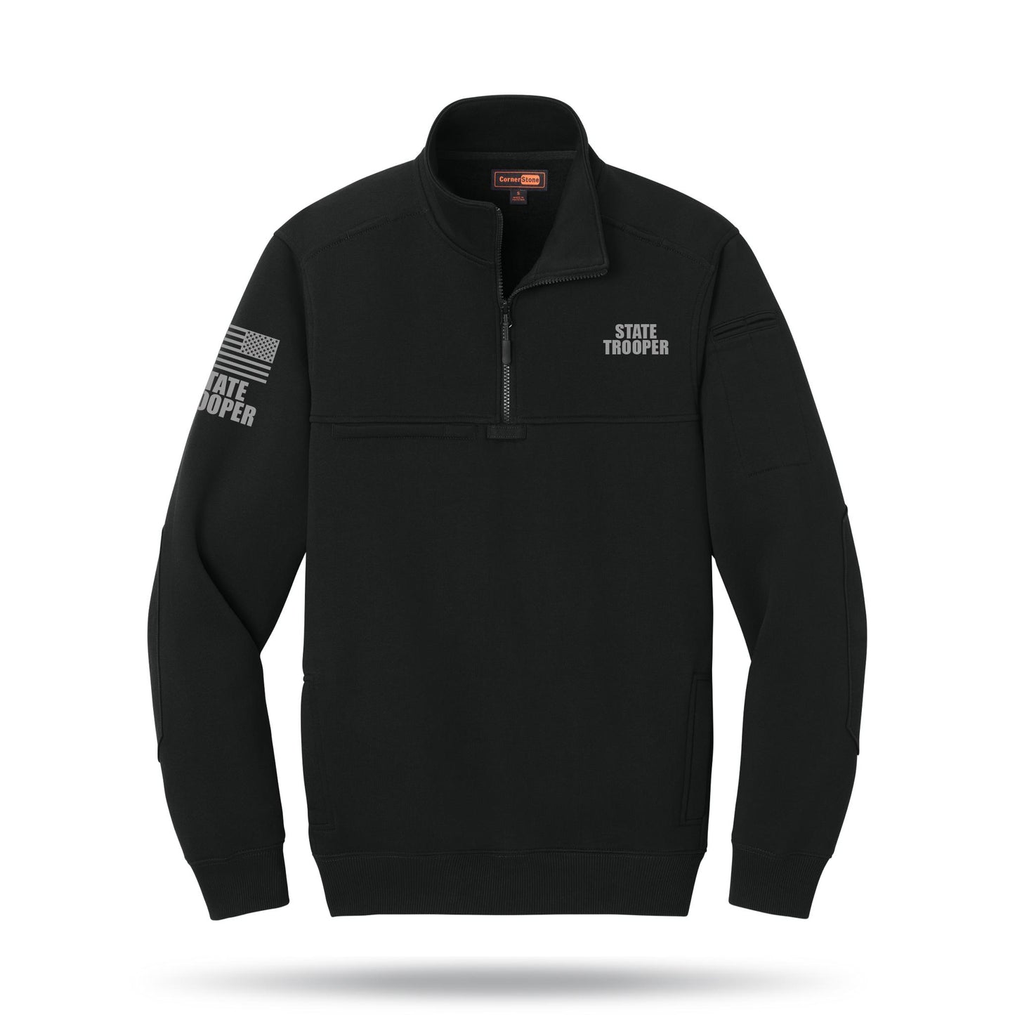 [STATE TROOPER] Tough Fleece Quarter Zip [BLK/GRY]-13 Fifty Apparel
